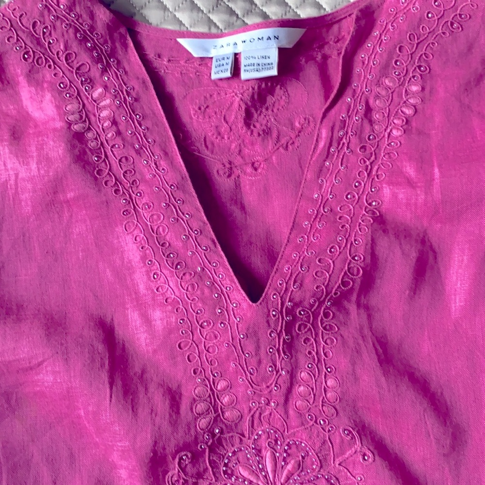 Pink Linen Tunic - Picture 3 of 5